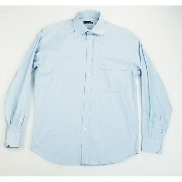 Canali Size 15.5 39 Men Blue Spread Collar Long Sleeve Cotton Pocket Dress Shirt - Picture 1 of 9